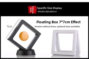 7x7cm black and white PE film floating jewelry display boxes with round bases
