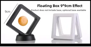 Black and white 9x9cm PE film suspension jewelry display box with 3D floating effect