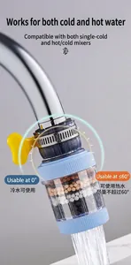 Close-up of faucet filter showing mineral balls with temperature range 0-60°C