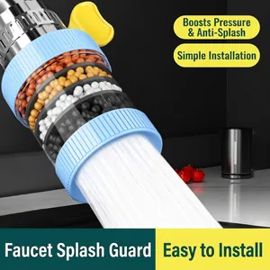 Kitchen Faucet Water Filter Multi-Layer Maifan Stone Filtration Purifier Splash-Proof Adjustable Head Rotating Plastic