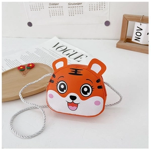 Süße orangefarbene Tiger-Kindertasche aus Kunstleder mit verstellbarem Schultergurt