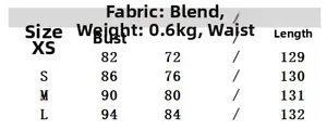 Guide des tailles détaillé pour robe midi en lin avec mesures de buste et de taille