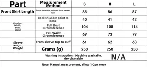Detailed size chart for floral ruffle dress showing bust, waist, and length measurements