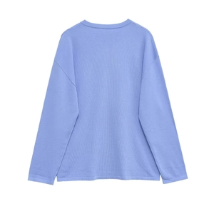 Women's oversized round neck knit sweater in light purple with drop shoulder casual design