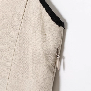 Linen midi dress featuring contrast binding and a high-quality invisible side zipper