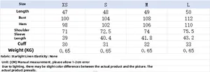 Detailed size chart for solid color stand-collar woolen jacket with measurements from XS to L