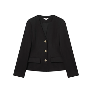 Blazer noir oversize pour femme avec épaulettes et boutons dorés vintage chic