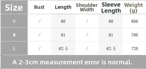 Detailed size chart for women loose cape poncho coat including length and weight info