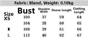 Size chart showing chest, shoulder, sleeve, and length measurements for chiffon blouse