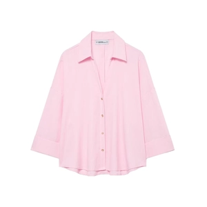Camicia da donna rosa chiaro vestibilità comoda a maniche lunghe con colletto e bottoni