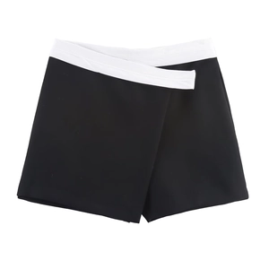 Women's High Waisted Contrast Color Block Skort Wrap Front Mini Shorts Skirt Polyester Casual Street Style Summer Bottoms