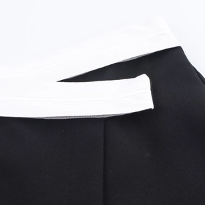 Chic black and white contrast high waist skort with elegant fold-over detail for women