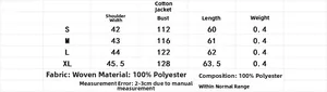 Detailed size guide for solid sleeveless padded vest including S to XL measurements