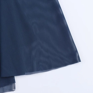 Close-up detail of dark blue honeycomb mesh fabric for women's sleeveless maxi dress
