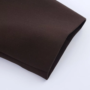 Close-up of the fine knit texture and neat seam detail on a coffee brown blazer sleeve