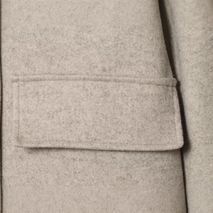 Short wool blend jacket in light grey melange with detailed pocket flap stitching