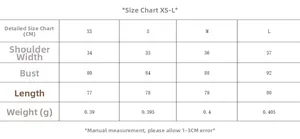 Detailed size chart for striped vest and straight pants set showing XS to L measurements