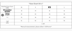 Detailed size chart for houndstooth blazer showing XS to L measurements in centimeters