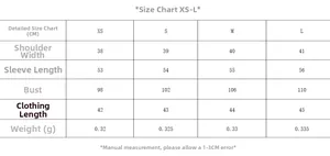 Detailed size chart for golden button blazer and shorts set with measurements in cm