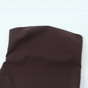 Deep brown strapless tube top for women with tailored darts and smooth woven fabric