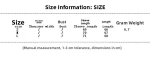 Detailed size chart for women's V-neck woolen coat featuring S, M, L dimensions
