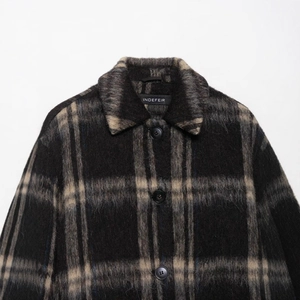 Classic dark plaid wool jacket with notched lapel and three buttons by INDEFEIR