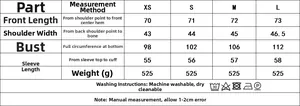 Detailed size chart for faux suede jacket showing chest, shoulder, and sleeve measurements