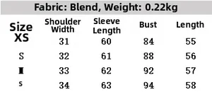 Detailed size chart for slim fit crinkle shirt with fabric and weight specifications