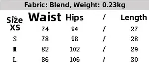 Detailed size chart for women faux fur jacket and mini skirt set with fabric measurements