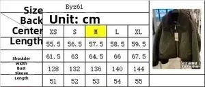 Size chart for women's thick warm fleece jacket showing measurements from XS to XL sizes