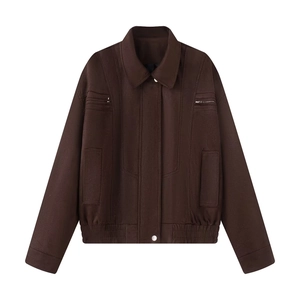Chaqueta bomber vintage marrón oscuro con textura de ante y bolsillos cargo