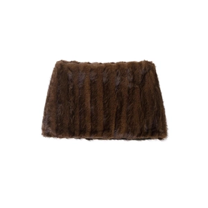 Faux fur neck warmer in dark brown with vertical ribbed texture for winter warmth