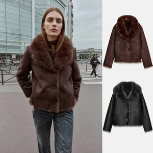 Women Luxury Faux Fur Jacket Warm Winter Coat With Lapel Long Sleeve Casual Outerwear Soft Plush Streetwear Cardigan