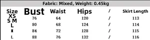 Size chart for women mid-length slip dress with bust, waist, and length measurements