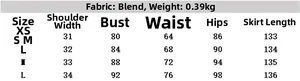 Detailed size chart for linen midi dress showing measurements in centimeters from XS to L