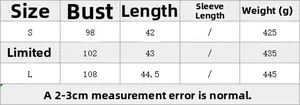 Detailed size chart for solid color chunky knit sleeveless vest in sizes S, M, and L