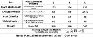 Detailed size guide table for women smocked print cotton linen maxi dress