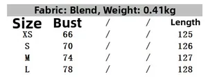 Size guide for midi dress showing measurements for chest and length in XS to L