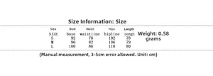 Size chart for women's bow short sleeve dress showing bust, waist, and length