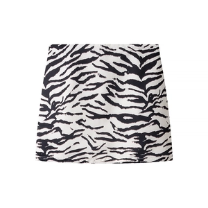 Damen A-Linien-Minirock mit schwarzem und cremefarbenem Zebra-Tiermuster-Druck