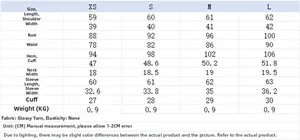 Detailed size guide for tweed leopard print jacket with sequins in cm and kg