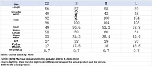 Detailed size chart for black and white contrast bouclé jacket in cm and kg