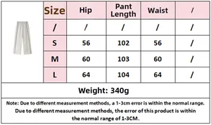 Tableau des tailles détaillé pour pantalon large femme avec mesures taille et hanches