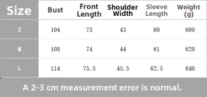 Size chart for women's faux suede blazer jacket including bust and length measurements