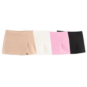 Women High Waist Split Skort Mini Skirts Shorts Wrap Design Polyester Casual Sweet Fashion Skort For Women Summer Wear