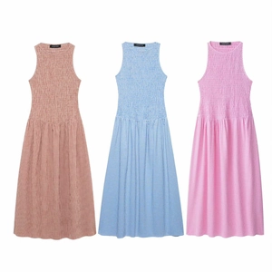 Women's Gingham Smocked Bodice Sleeveless Maxi Dress Summer Casual High Waist A-Line Plaid Vacation Holiday Sundress