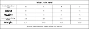 Detailed size chart for polka dot midi dress showing bust waist and length measurements