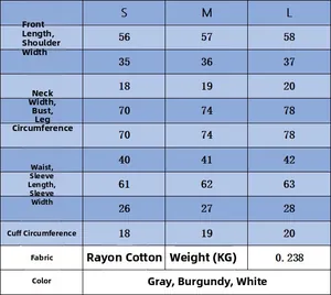 Size chart for women's striped mercerized cotton knit top with S M L measurements