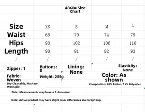 Detailed size chart and fabric specifications for embroidered shirt and pants set