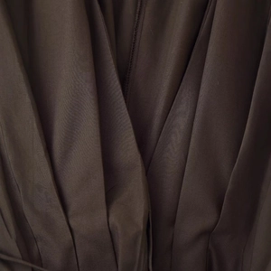 Elegant deep brown pleated summer dress featuring refined waist ruching and premium fabric
